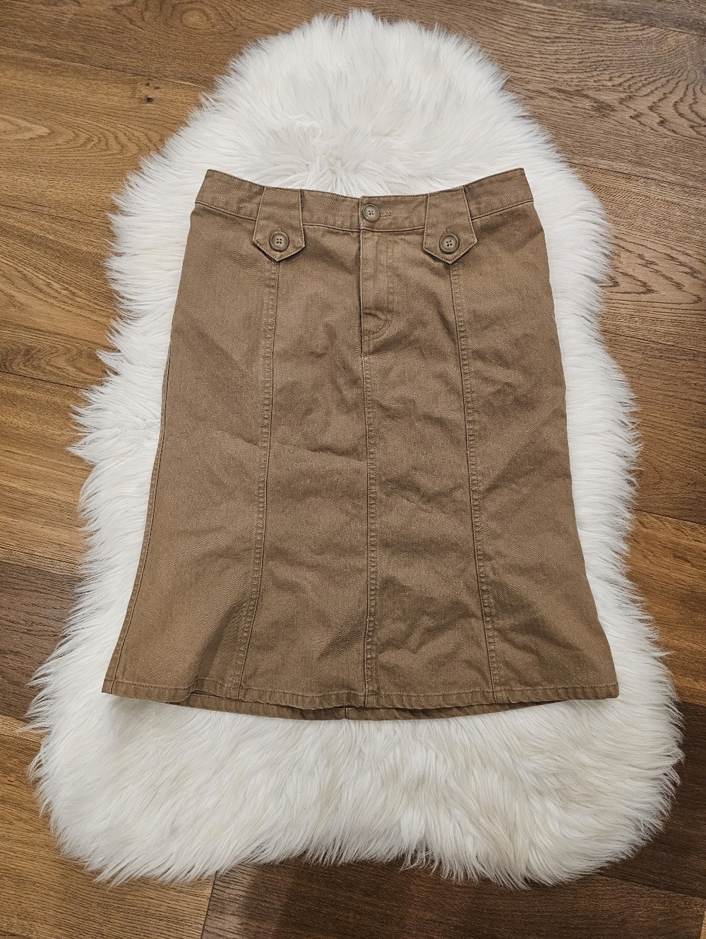 Vintage Brown Midi A-Line Cotton Skirt